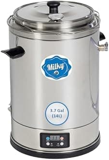 Milk Pasteurizer Milky FJ 15 (115V) | For Milk, Cheese, Yogurt and Juice | 3.7 Gal | Made of Stainless Steel | Removable Container | Time and Temperature Control | Made in the EU | 2-year Warranty