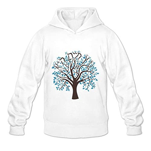 WAWPU Men's Blue Tree Graphic Pullover Hoodie sizekey White Apparel