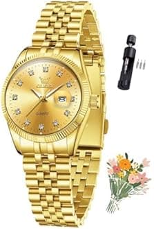 OLEVS Watches for Women Diamond Luxury Dress Women Watches Analog Quartz Waterproof Day Date Stainless Steel Wristwatch