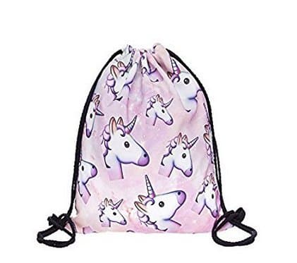 Caomoa Unicorn Pattern Drawstring Gym Bag Cute Backpack Gift for Girls Women Polyester School