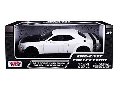 2018 Dodge Challenger SRT Hellcat 1/24 Diecast Model Car White with Black Hood,79350w
