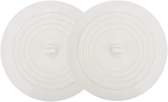 V-TOP Tub Stopper 2 Pack, 6 inches Large Silicone Drain Plug Hair Stopper Flat Suction Cover for Kitchen Bathroom and Laundry (White)