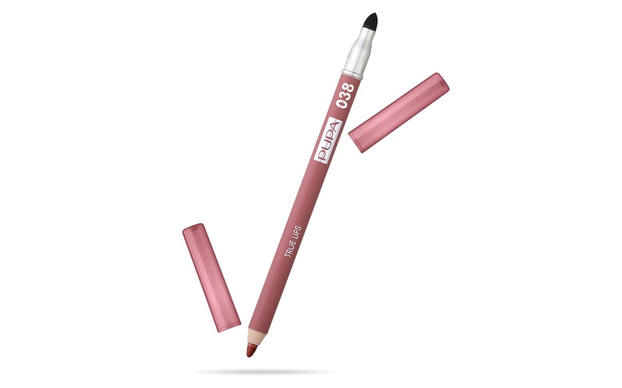 True Lips Blendable Lip Liner - Dual-Ended Matte Lining Color and Brush - Light and Creamy, Hydrating, High Pigment, Smudge Proof Formula - Paraben Free - 038 Rose Nude - 0.042 oz