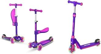 Gotrax KS3 Kids Scooter with Removable Seat and K03 Scooter with Light Up Wheels for Kids Ages 2-8, 3-8