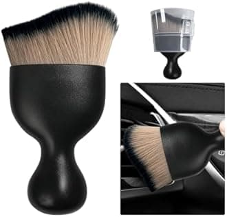 Ziciner Car Detailing Brush, Curved Soft Bristles Auto Removal Dust Collectors, Universal Vehicle Dashboard, Air Conditioner Vents etc Interior Cleaning Tool Accessory (Brown/Black