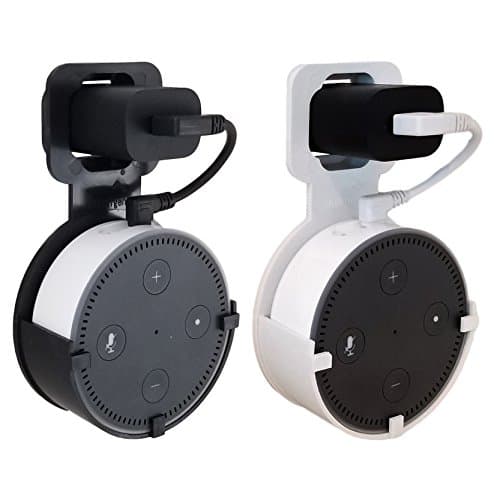 The Spot for Echo Dot by Dot Genie: The Original Outlet Plug-in Wall Mount Hanger Stand for Amazon Alexa Echo Dot 2nd Generation - No Messy Wires or Screws - Multiple Colors (Black & White 2-Pack)