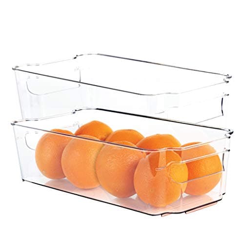 Homeries Fridge Organizer Storage Bins (Pack of 2) – Stackable Freezer & Refrigerator Organizer Container for Kitchen, Pantry, Drawer, Cabinets, Countertops – BPA Free – Multipurpose & Space Saving