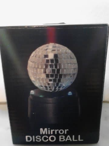 SMALL MIRROR DISCO BALL USES AA BATTERIES NOT INCLUDED