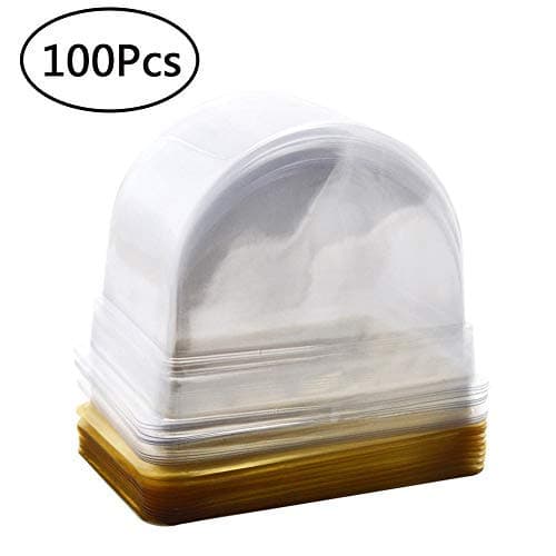 100 Pcs Roll Cake Box Set Single Personal Swiss Roll Container with Clear Dome Plastic Muffin Cheese Pastry Dessert SuShi Fruits Display Food Storage Holder 2.7x3.9x2.9in (Gold)