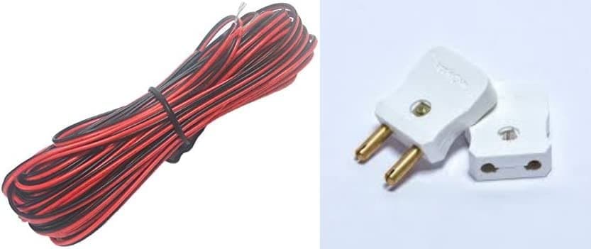 ABBASALI 2PIN Extension Cable Wire Cord Cable 20M for Led Strips Black Red Professional Electrical Wire & 2 Pin Male Female Adapter Plug Top - White