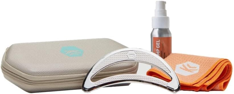 Sidekick Eclipse Muscle Scraper - Stainless Steel Gua Sha Tool - w/Patented Anti-Fatigue Grip – Full Kit Designed for IASTM to Relieve Foot, Calf, Neck Pain - Relieves Plantar Fasciitis (Steel Silver)