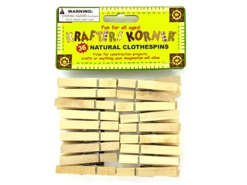 36 Pack Natural Wood Craft Clothespins