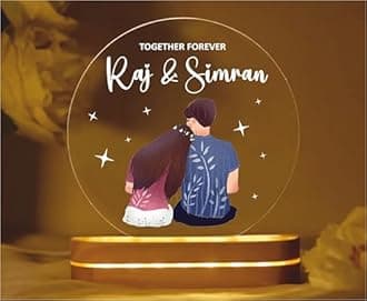 Plastic Personalized LED Night Table Lamp with Custom Name,Unique Gift for Women,Men,Kids,Girlfriend,Boyfriend,Husband,Wife|Perfect for Birthdays,and Special Occasions (Couple),Warm White