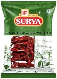 HF, Surya Byadagi Chilli Whole With Stem | Red chilli |100% Natural Kashmiri Dry chilli 100g