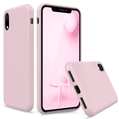 PENJOY Silicone Case for Apple iPhone XR 6.1 inch (2018 New), Full Body Protection Silicon Cases Support Wireless Charging Precise Cutouts Slim Rubber Cover (Pink)