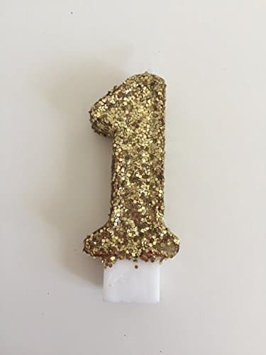 Gold Glitter number candle- coarse glitter