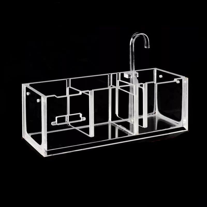Hang On Acrylic Filter Box for Fish/Turtle Tank 3 Grids(Clear Box only)