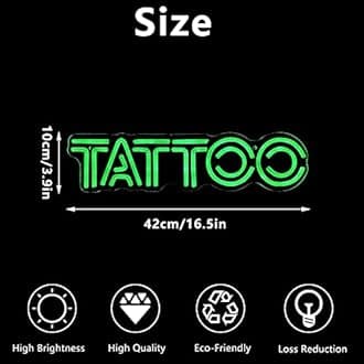 Tattoo Neon Sign, Personalized LED Neon Signs for Wall Decor, Fun Neon Light Wall Sign, Tattoo Salon Studio Shop Business Logo Beer Bar Pub Garage Display Man Cave Decor Christmas Birthday
