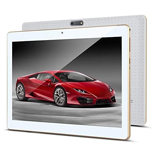 10.1" Inch Android 7.0 Tablet PC, 4GB RAM 64GB Storage Phablet Tablet Octa Core Unlocked 3G Cell Phone Tablets, Dual Sim Card Slots, WiFi, GPS, Bluetooth 4.0,1920x1080 HD IPS Screen Display, (White)