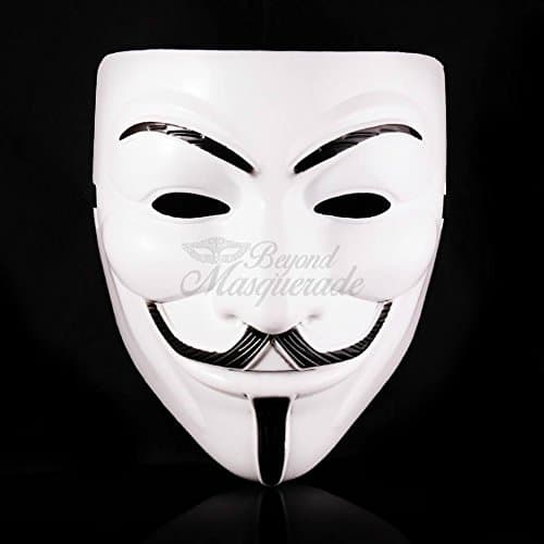All Black & White V for Vendetta Mask/Anonymous/Guy Fawkes Mask Mask Party Cosplay (White)