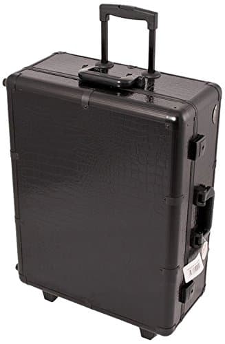 Craft Accents Professional Rolling Studio Makeup Case, All Black Crocodile Textured, 672 Ounce