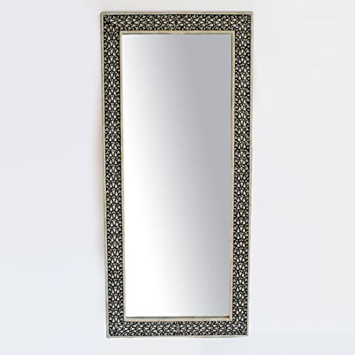 Inlay Black Floral Full-Length Mirror