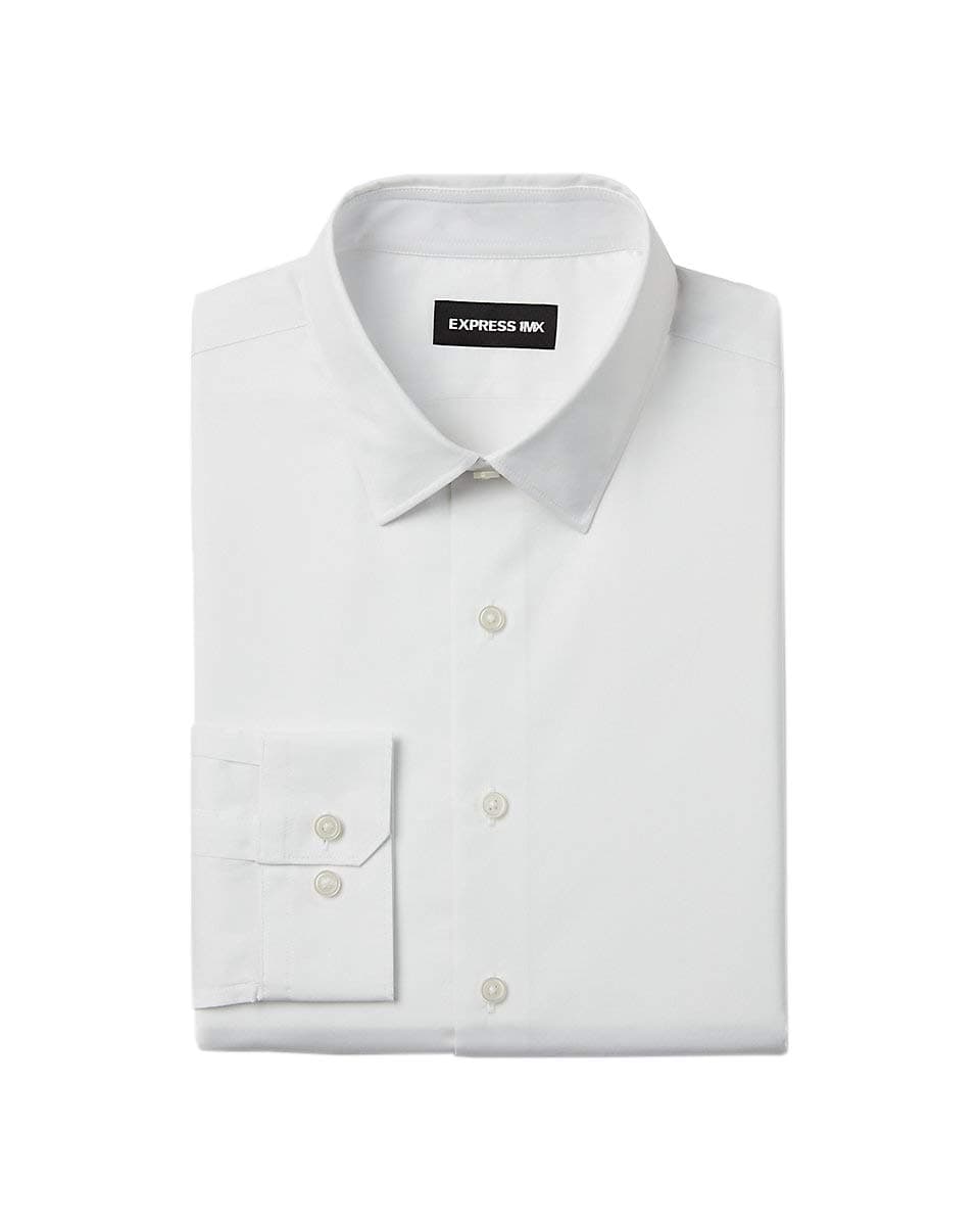 Express Mens 1MX Extra Slim Fit Button Down Shirt Solid White