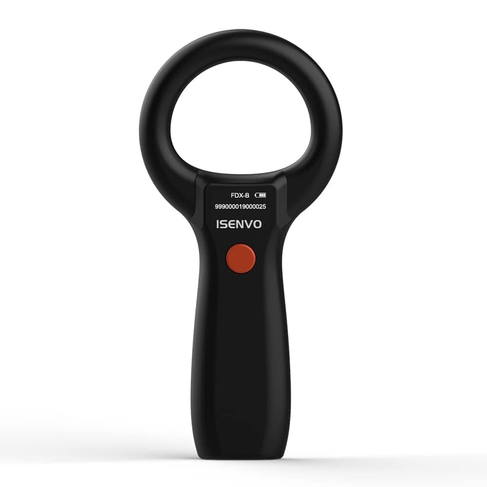 ISENVO Microchip Scanner, Animal Rabbit Dog Cats Pet Microchip Reader Rechargeable RFID EMID Micro Chip Scanner 134.2kHz 125kHz 15 Digits FDX-B ISO 11784/11785 Pet Chip ID Registration (190S)