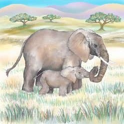 African Elephant Decorative Ceramic Wall Art Tile 4x4