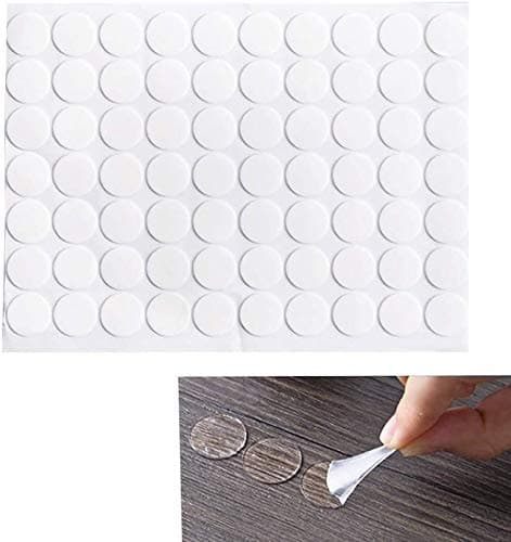 QUUPY 3Sheet 210PCS 2cm/0.8 inch Diameter Double-Sided Self Adhesive Sticky Back Coins Hook & Loop Dots Tapes Fastener Interlocking Tape Transparent