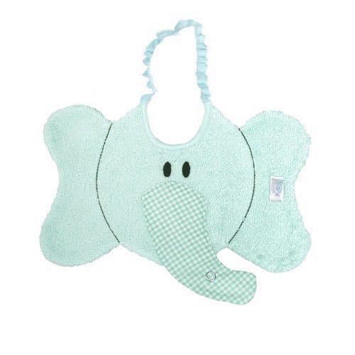 Zigozago - Baby Bib ELEPHANT with dummy pacifier chain - Tie: Elastic - One Size - Color: Blue