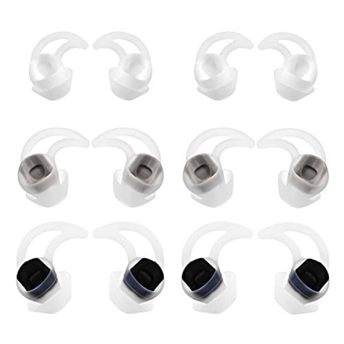 TEEMADE 12 Pieces Earbuds Replacement Tips Silicone Covers for QC30 QuietControl 30 QC20 SIE2 IE3 Soundsport Wireless Earphones (White)