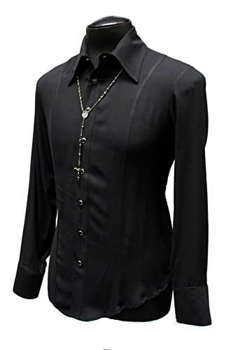 Shrine Gothic Tuxedo Vampire Goth Classic Basic Black Formal Dress Shirt