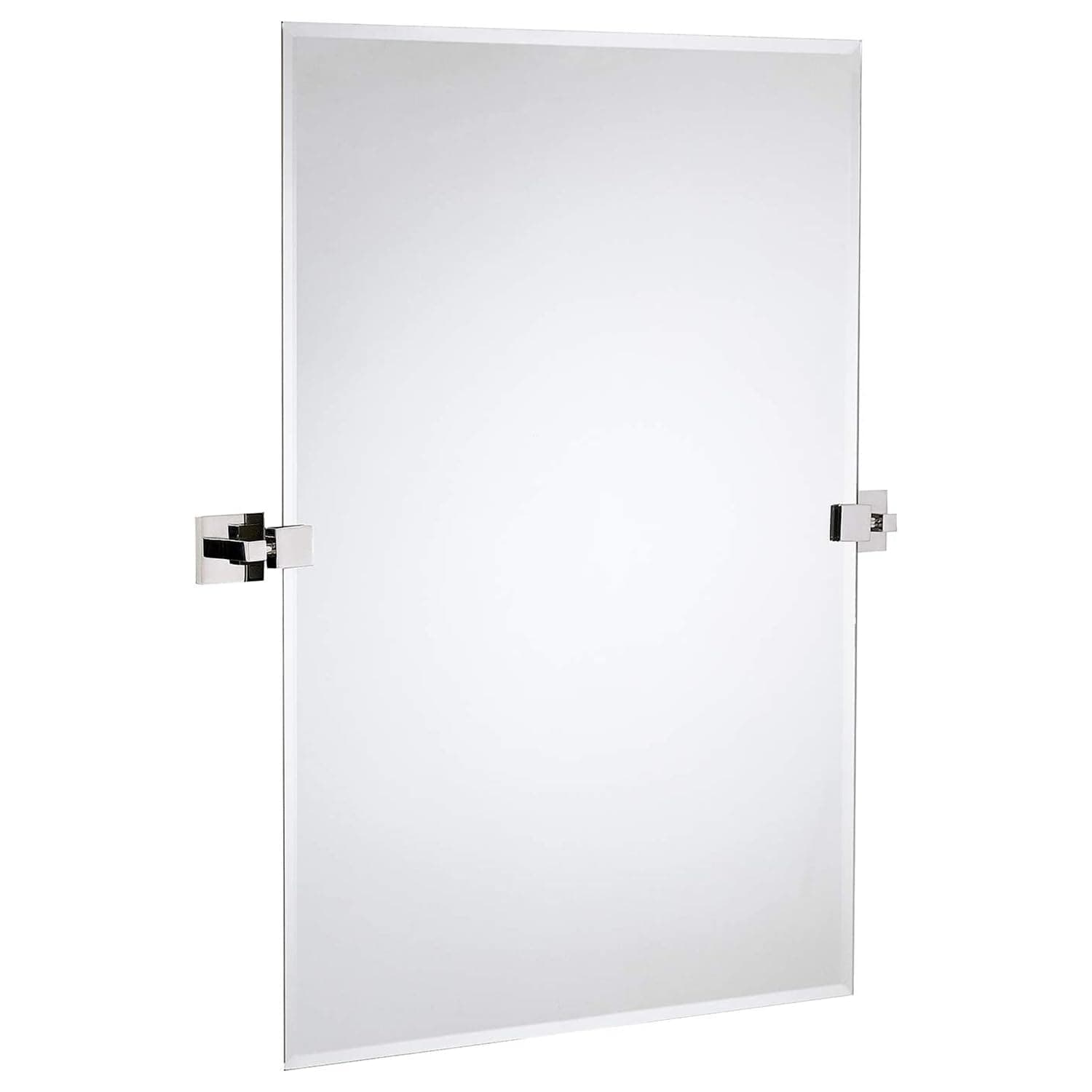 Hamilton Hills 24x36 inch Pivot Wall Mirror Including Polished Chrome Squared Wall Brackets | Frameless Bathroom Mirror | Rectangular Adjustable & Tilting Vanity | Farmhouse Wall-Mounted Mirrors