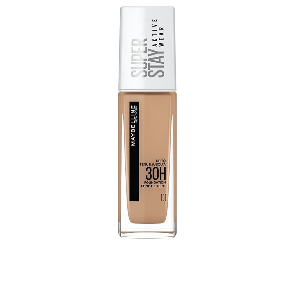 Maybelline New York Super Stay Active Wear, waterproof foundation with high coverage, long-lasting facial make-up for light skin types, colour: No. 10 Ivory (Light), 1 x 30 ml