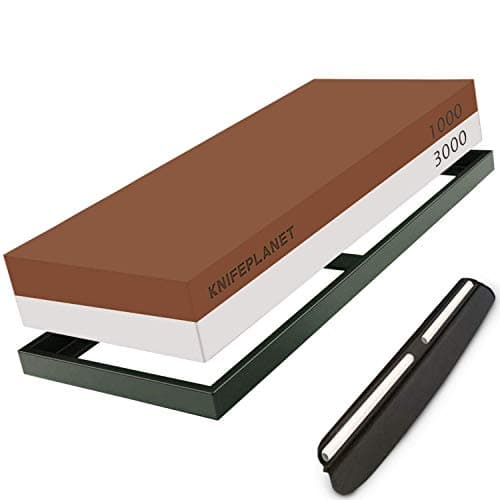 Whetstone Knife Sharpening Stone Set – Deluxe High-Density 1000/3000 Dual-Grit Wet Sharpener Waterstone for Knives Complete with Angle Guide and Non-slip Base for Chef level Results