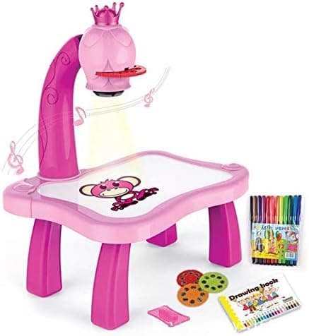 KATGROCHIR Drawing Projector Table for Kids, Giraffe Trace and Draw Projector Toy Child Smart Projector Learning Projection Painting Machine Pink