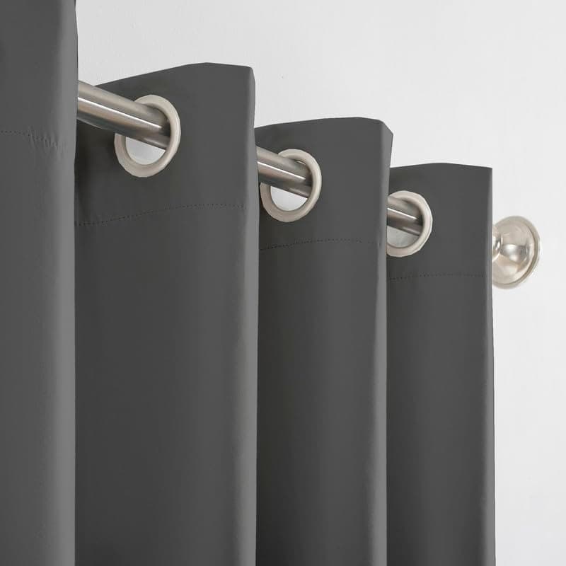 Bright Décor Kitchen Curtains for Window Blind (3 Pairs or 6 Blackout Curtain),Room Darkening Blackout Solid Polyester Curtains - Window- 4ft W x 5ft L_Dark Grey Solid