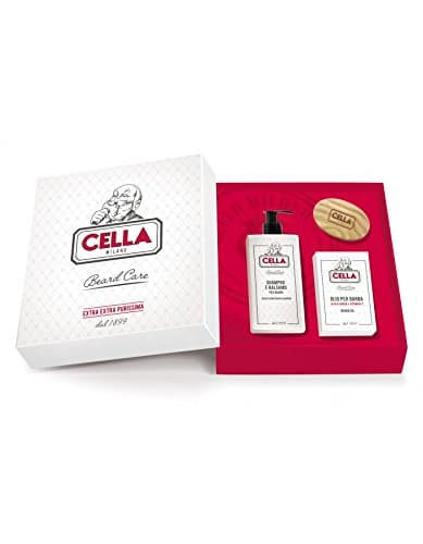 CellaLuxury Beard Grooming Set, Includes Cella’s Beard Oil, Beard Brush and Beard Shampoo, Made in Italy