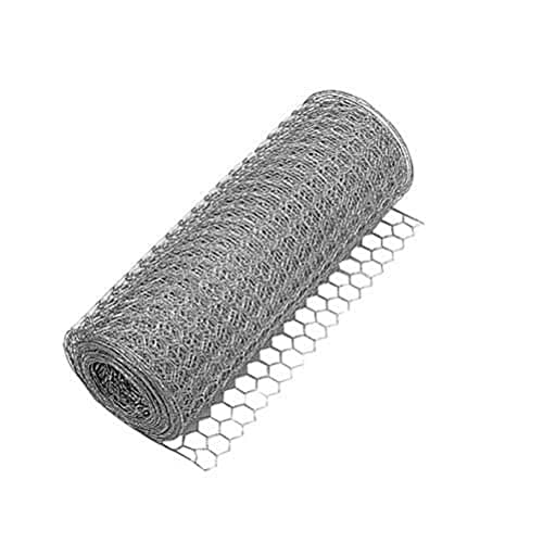 Xclou Hexagonal Mesh, Wire-Netting Fence, Approx. 10 M Roll Cage Wire, Hexagonal Wire Mesh, Metal Rabbit Wire, Galvanised Wire Fencing, Small Animal Fence, Aviary Wire, Silver, 381030