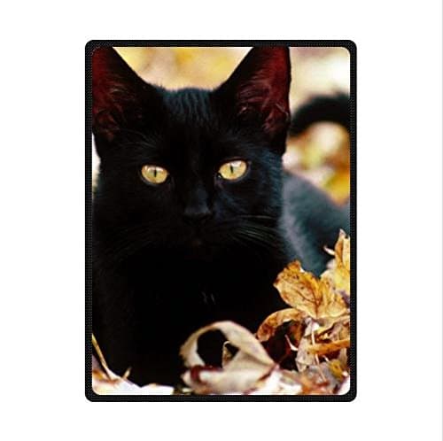 Cat Pattern Design,Black Cat Custom Fleece Blanket 58 x 80 (Large)
