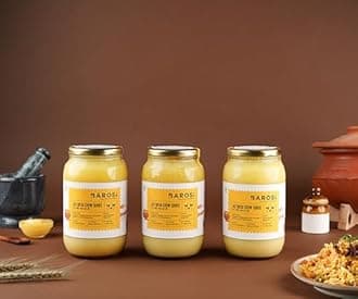 Barosi Premium A2 Cow Ghee 3 Litre Family Saver Pack | A2 Danedar Desi Ghee | Churned from Curd with Bilona Method | Pure & Aromatic | Farm Made in Small Batches | Glass Jar