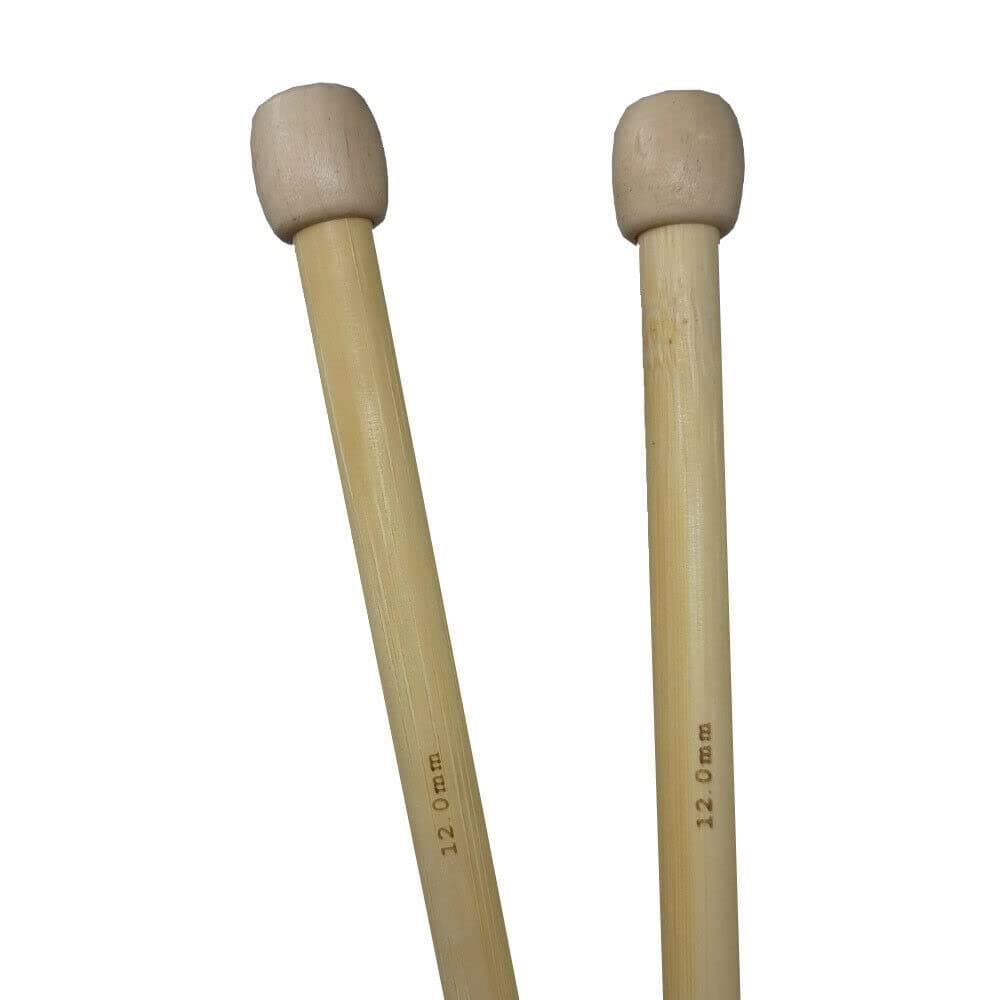 Knitting Needles Bamboo Single Point Eco Friendly Pair 25cm x 12mm