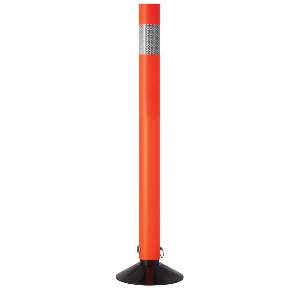 Tapco Re-Bounder Flexible Traffic Delineator Posts With Reflective Band - Sold Individually - 2-1/4 X28" - Orange With Black Base