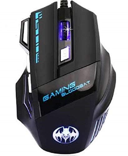 USB Gaming Blood bat Mouse 7 LED Colors 7 Button Wired Optical Gaming Mouse DPI (Black) 1000-5500