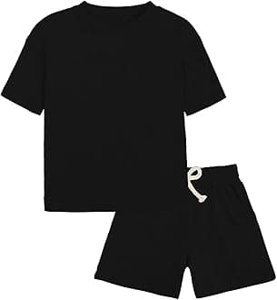 ROMPERINBOX Toddler Boy Summer Outfits 2T 3T 4T Tracksuit Solid 2-piece Short Sleeve T-shirt & Shorts Clothes Set