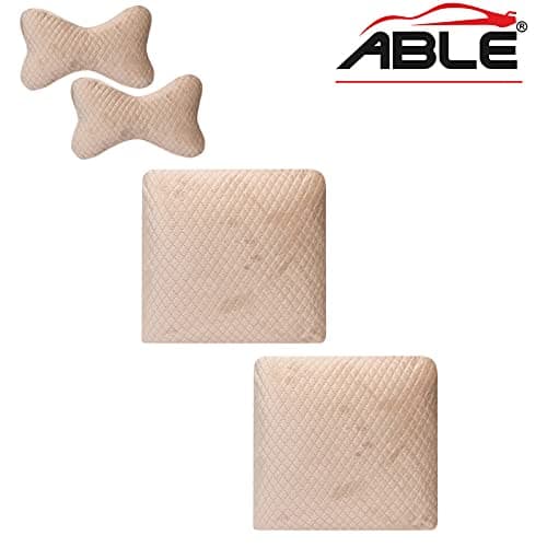 Able Memory Foam Kit Comphy Pillow Square Cushion and Neckrest Necksupporters Beige for Volvo- XC60 New Set of 4 Pcs