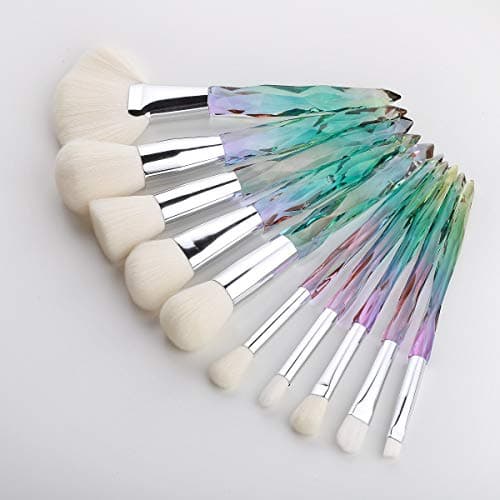 Kingtree Crystal Makeup Brush Set, 10PCS Professional Makeup Brushes Premium Synthetic Bristles Foundation Blush Concealer Eyeshadow Eyeliner Make Up Brushes for Women & Girls