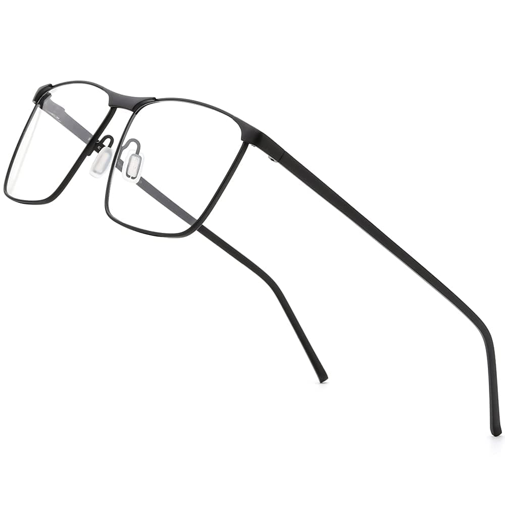Pure Titanium Glasses Frame for Men,Square Full Rim Myopia Optical Eyeglasses (8526 Black)