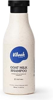 Vilvah Goat Milk Shampoo | with Ceramides for Dry & Frizzy Hair | Nourishing Natural Shampoo that Strengthens, Smoothens & Adds Shine | Sulphate-Free Hair Cleanser for Men & Women | 250ml